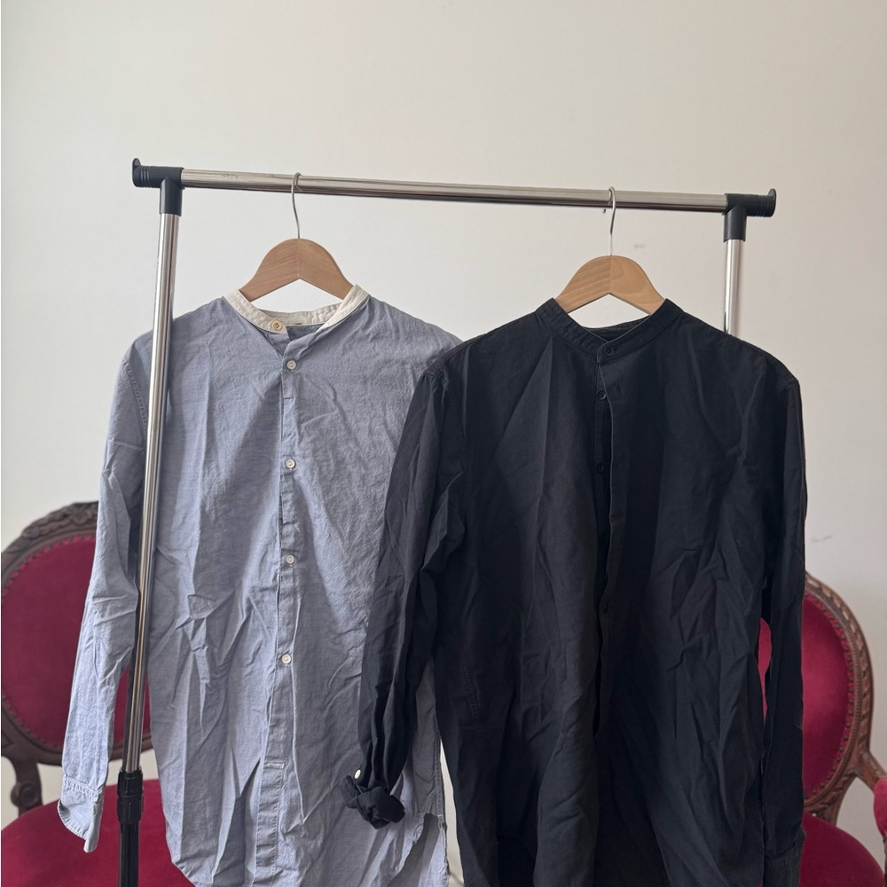 Lot of 2 Rag & Bone black & blue mulholland selvedge Button-Up Shirt